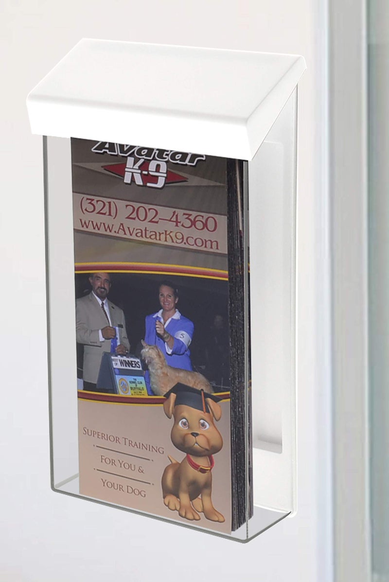 Marketing Holders Outdoor Brochure Holder Box Clear with White Lid Holds 4" x 9" Trifolds Real Estate Sheets Pamphlets Menus for Sign Store Front Display Take One Caddy - Image 5
